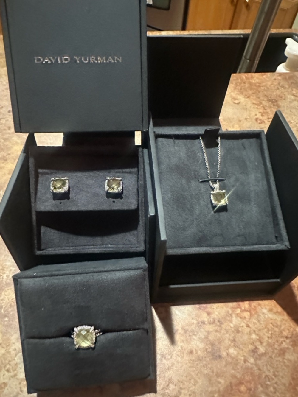 3 piece David Yurman set. Citrine stones diamond halos. Stunning.